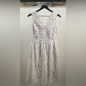 NWT Lulus Ivory Lace Midi Dress – Size M | Fit & Flare with Tulle Underskirt